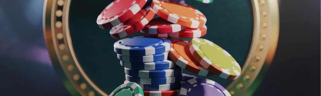 Close-up of chips landing on green felt
